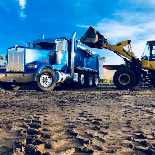 Construction Material Hauling in a dump truck
